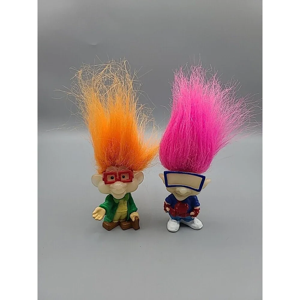 Burger King Troll Doll Glow Dark Kids Club Orange Pink Hair 1993 Lot Of 2